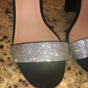BLACK RHINESTONE HIGH HEEL SANDAL (WIDE WIDTH)